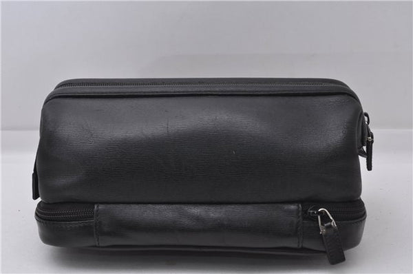 Authentic GUCCI Cosmetic Pouch Purse Leather 0141138 Black 4122D