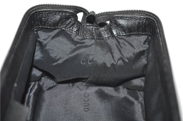 Authentic GUCCI Cosmetic Pouch Purse Leather 0141138 Black 4122D