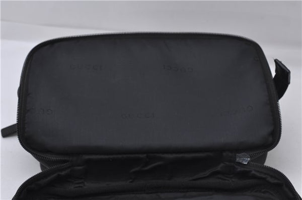 Authentic GUCCI Cosmetic Pouch Purse Leather 0141138 Black 4122D