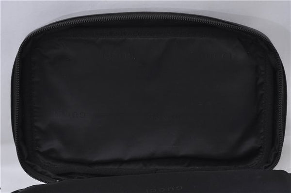 Authentic GUCCI Cosmetic Pouch Purse Leather 0141138 Black 4122D