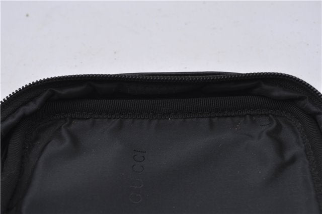 Authentic GUCCI Cosmetic Pouch Purse Leather 0141138 Black 4122D