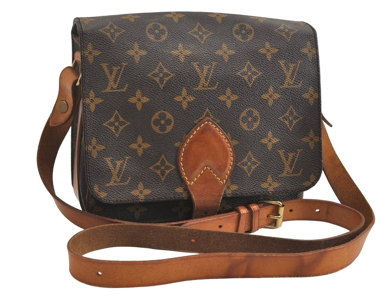 Authentic Louis Vuitton Monogram Cartouchiere MM M51253 Shoulder Cross Bag 4128I