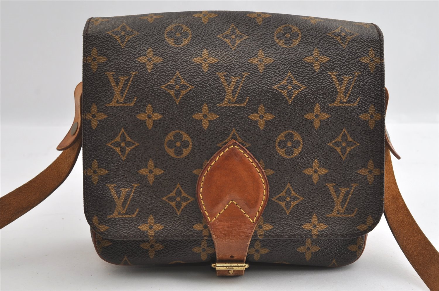 Authentic Louis Vuitton Monogram Cartouchiere MM M51253 Shoulder Cross Bag 4128I