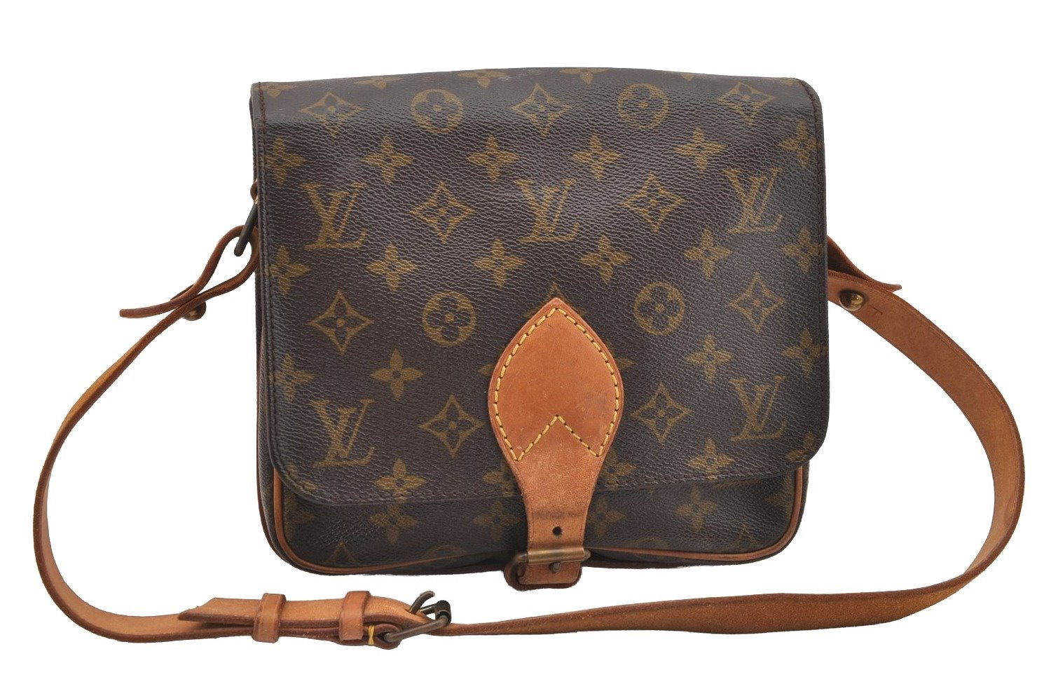 Authentic Louis Vuitton Monogram Cartouchiere MM M51253 Shoulder Cross Bag 4130I