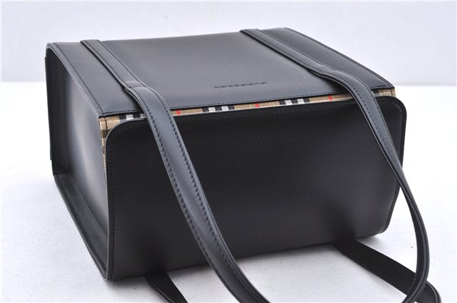 Authentic BURBERRY Vintage Leather Shoulder Hand Bag Purse Black Box 4133E