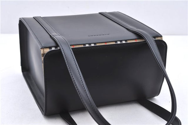 Authentic BURBERRY Vintage Leather Shoulder Hand Bag Purse Black Box 4133E
