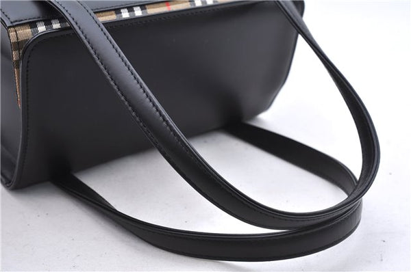 Authentic BURBERRY Vintage Leather Shoulder Hand Bag Purse Black Box 4133E