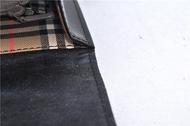 Authentic BURBERRY Vintage Leather Shoulder Hand Bag Purse Black Box 4133E
