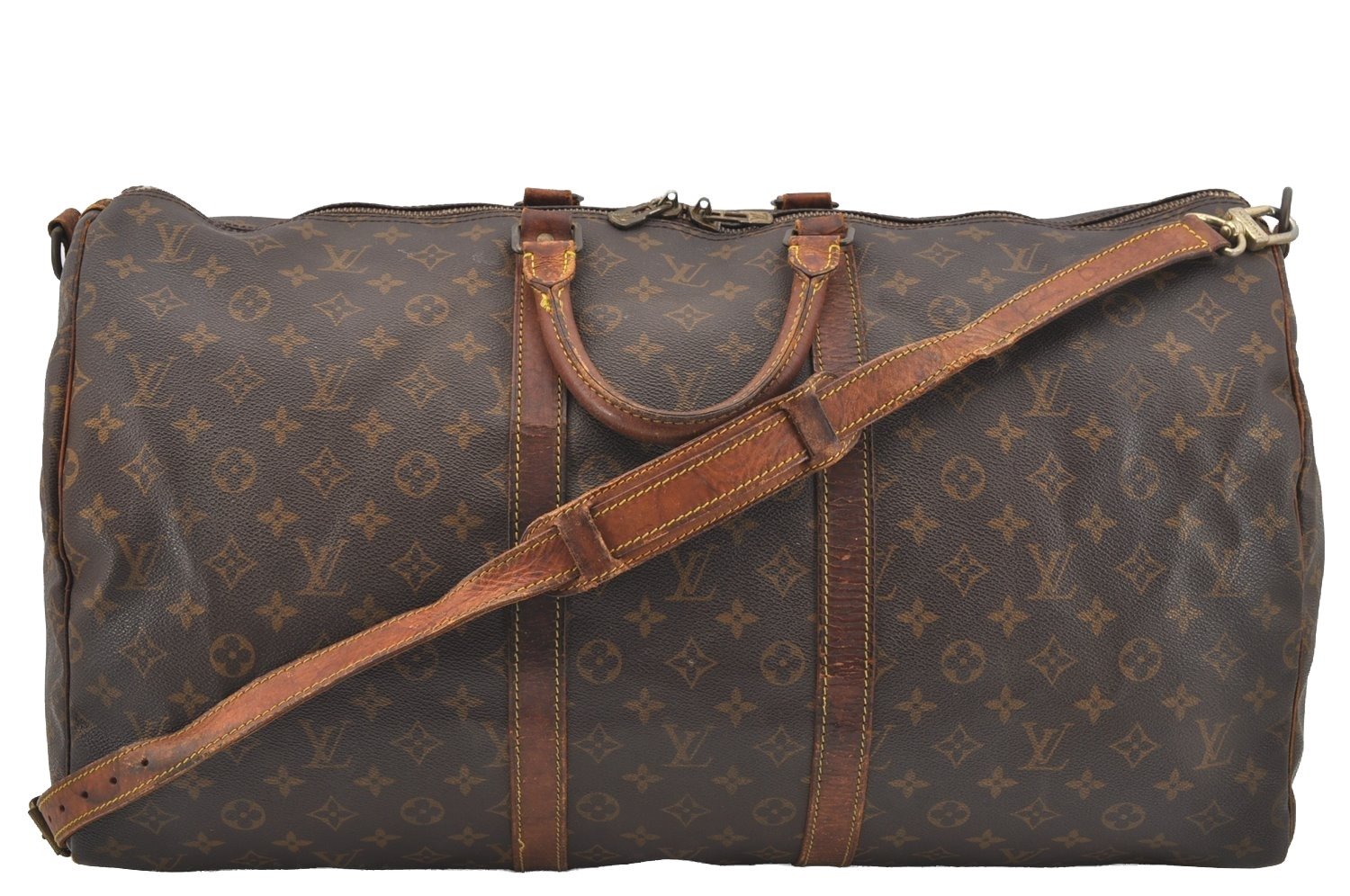 Authentic Louis Vuitton Monogram Keepall Bandouliere 55 M41414 Boston Bag 4136I