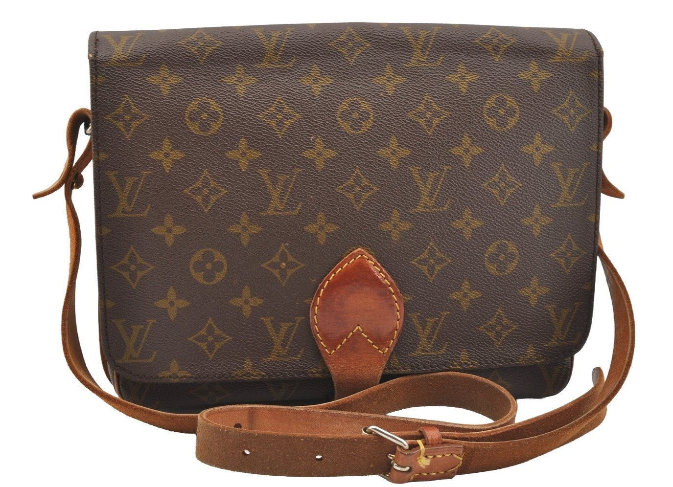 Authentic Louis Vuitton Monogram Cartouchiere GM Shoulder Bag Old Model 4138I