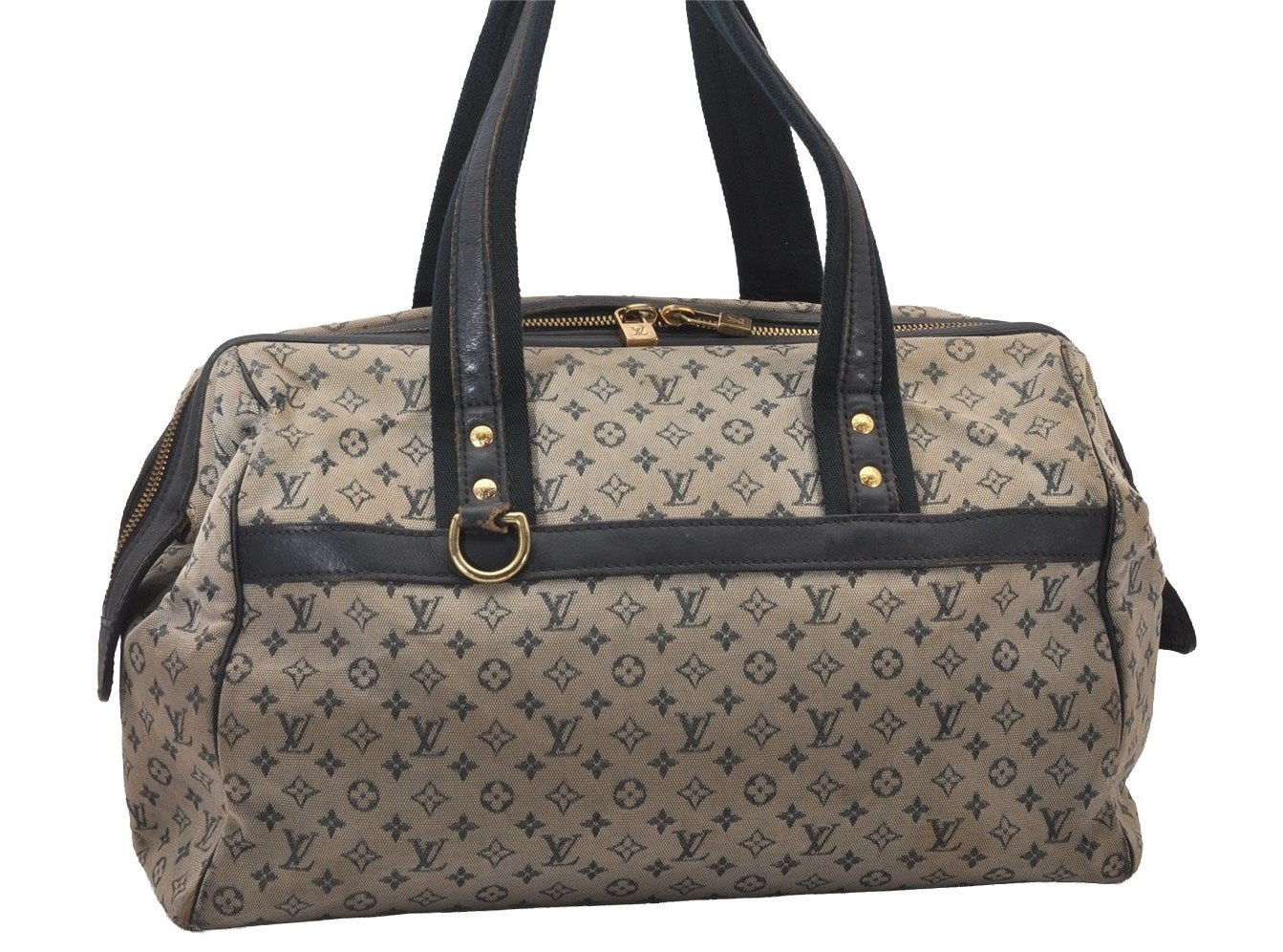 Authentic Louis Vuitton Monogram Mini Josephine GM Hand Bag Blue M92211 LV 4144I