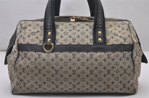 Authentic Louis Vuitton Monogram Mini Josephine GM Hand Bag Blue M92211 LV 4144I