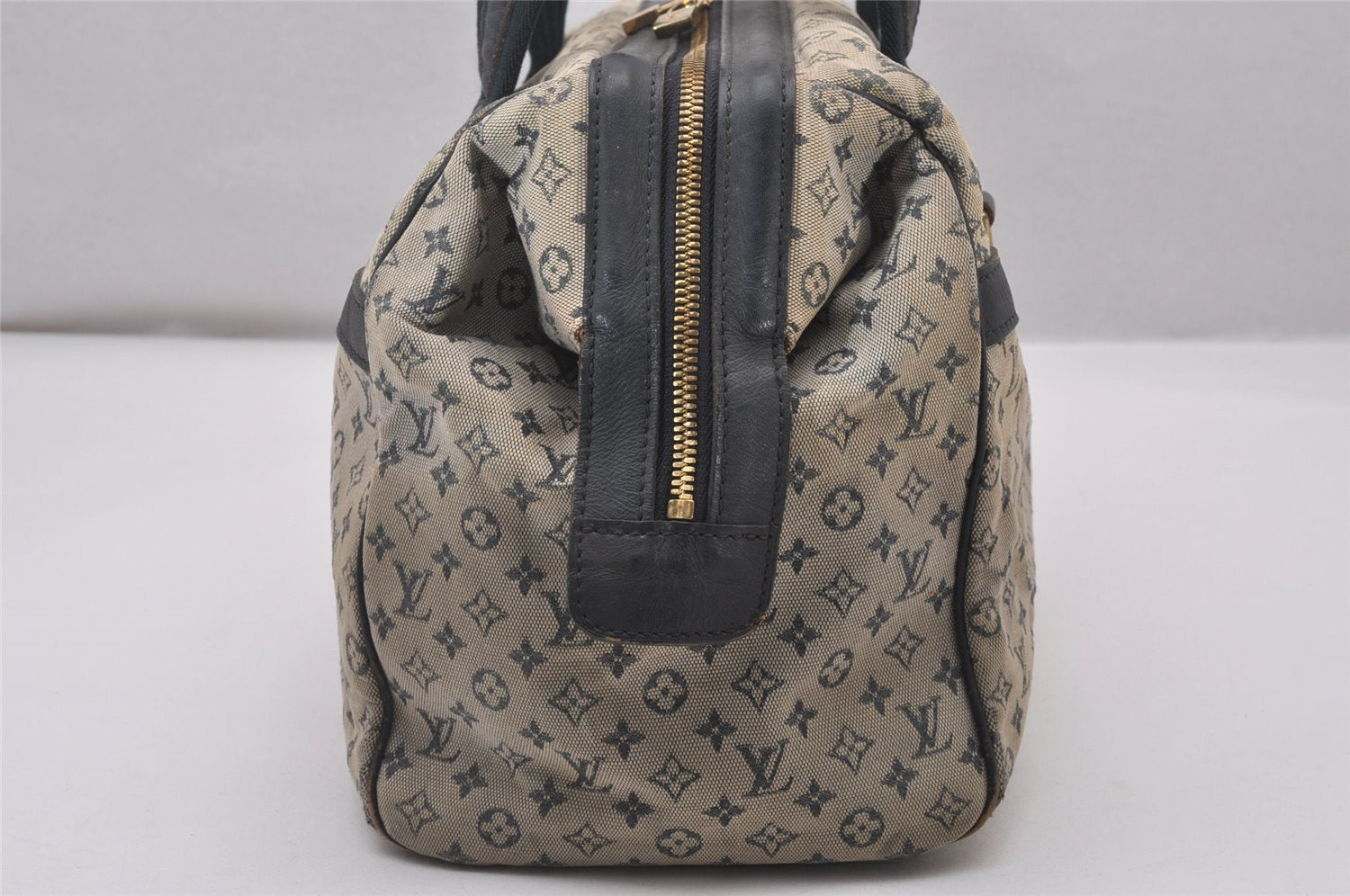 Authentic Louis Vuitton Monogram Mini Josephine GM Hand Bag Blue M92211 LV 4144I