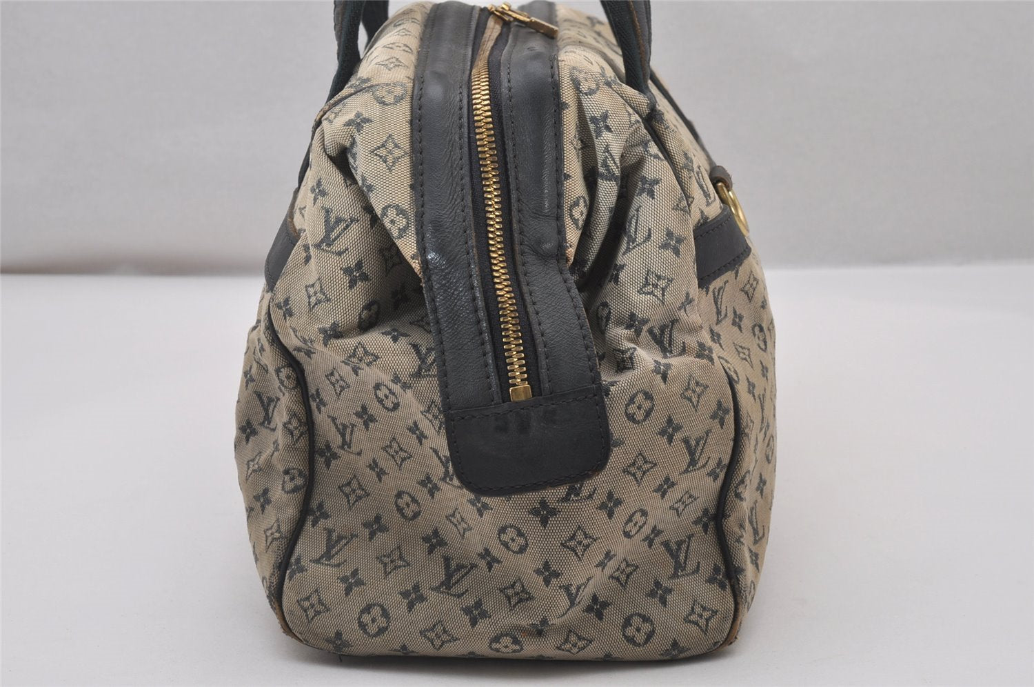 Authentic Louis Vuitton Monogram Mini Josephine GM Hand Bag Blue M92211 LV 4144I