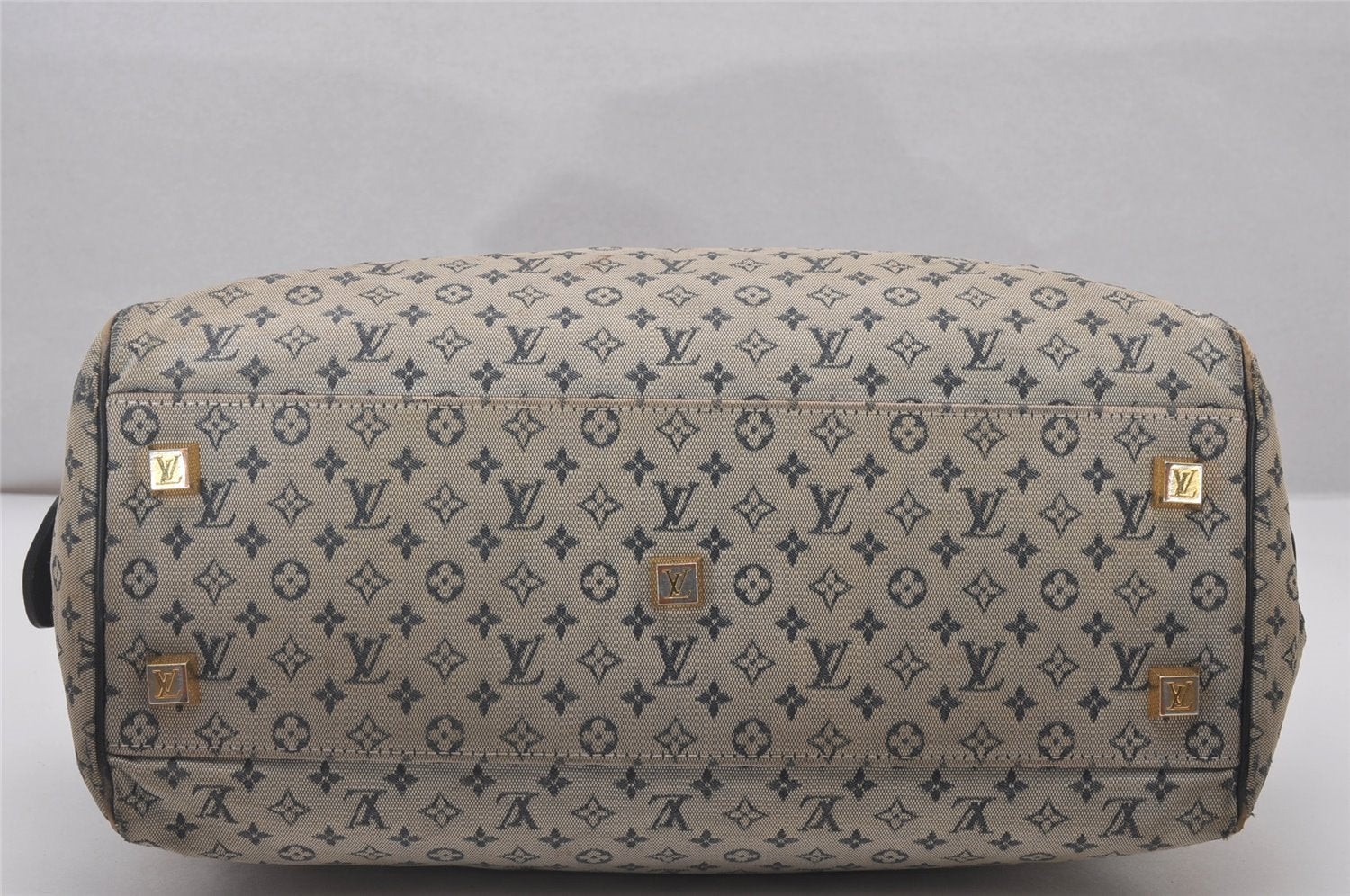 Authentic Louis Vuitton Monogram Mini Josephine GM Hand Bag Blue M92211 LV 4144I