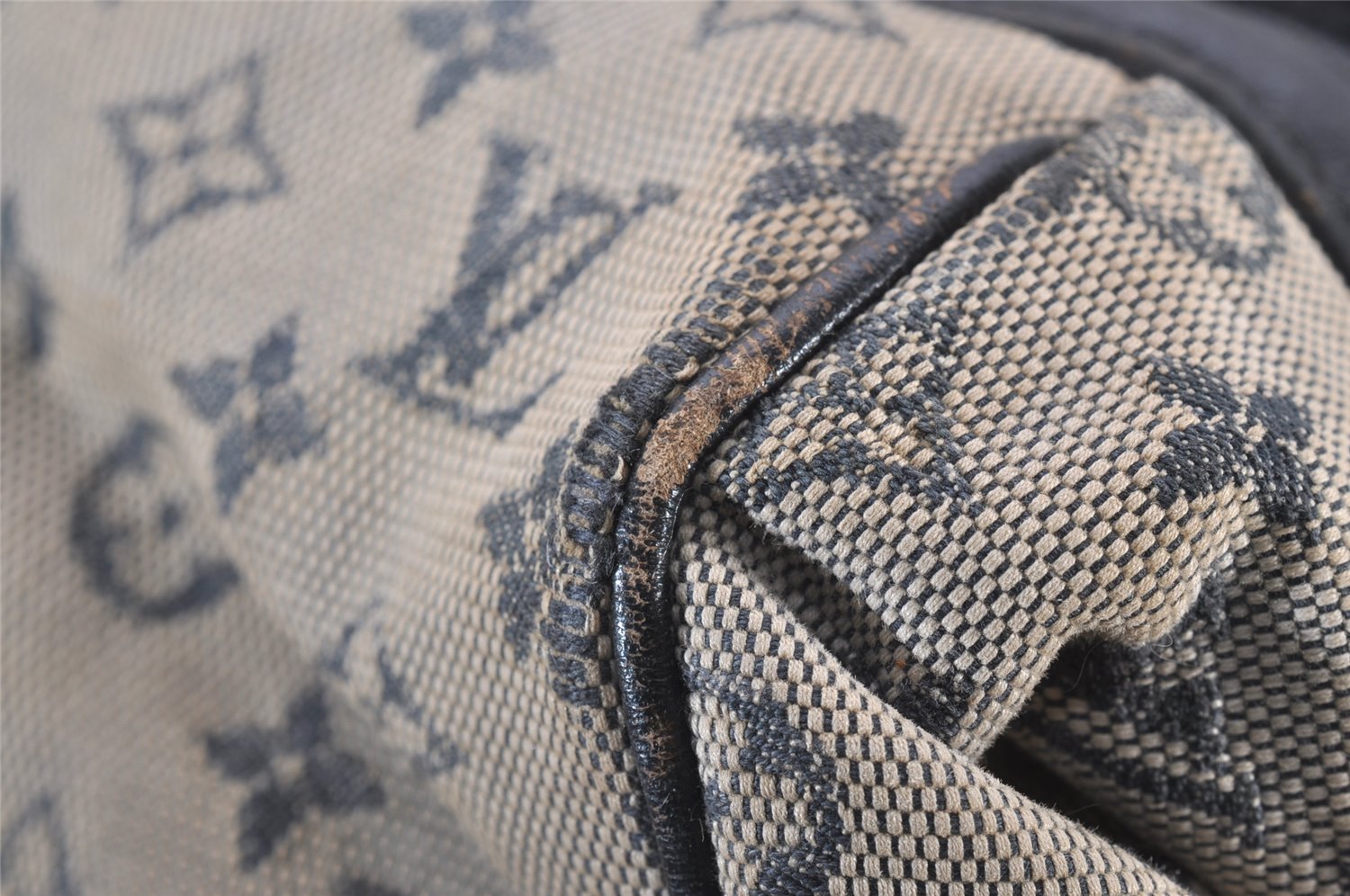 Authentic Louis Vuitton Monogram Mini Josephine GM Hand Bag Blue M92211 LV 4144I