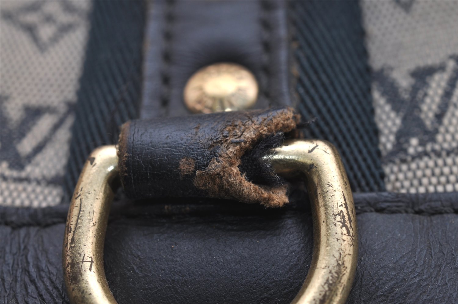 Authentic Louis Vuitton Monogram Mini Josephine GM Hand Bag Blue M92211 LV 4144I