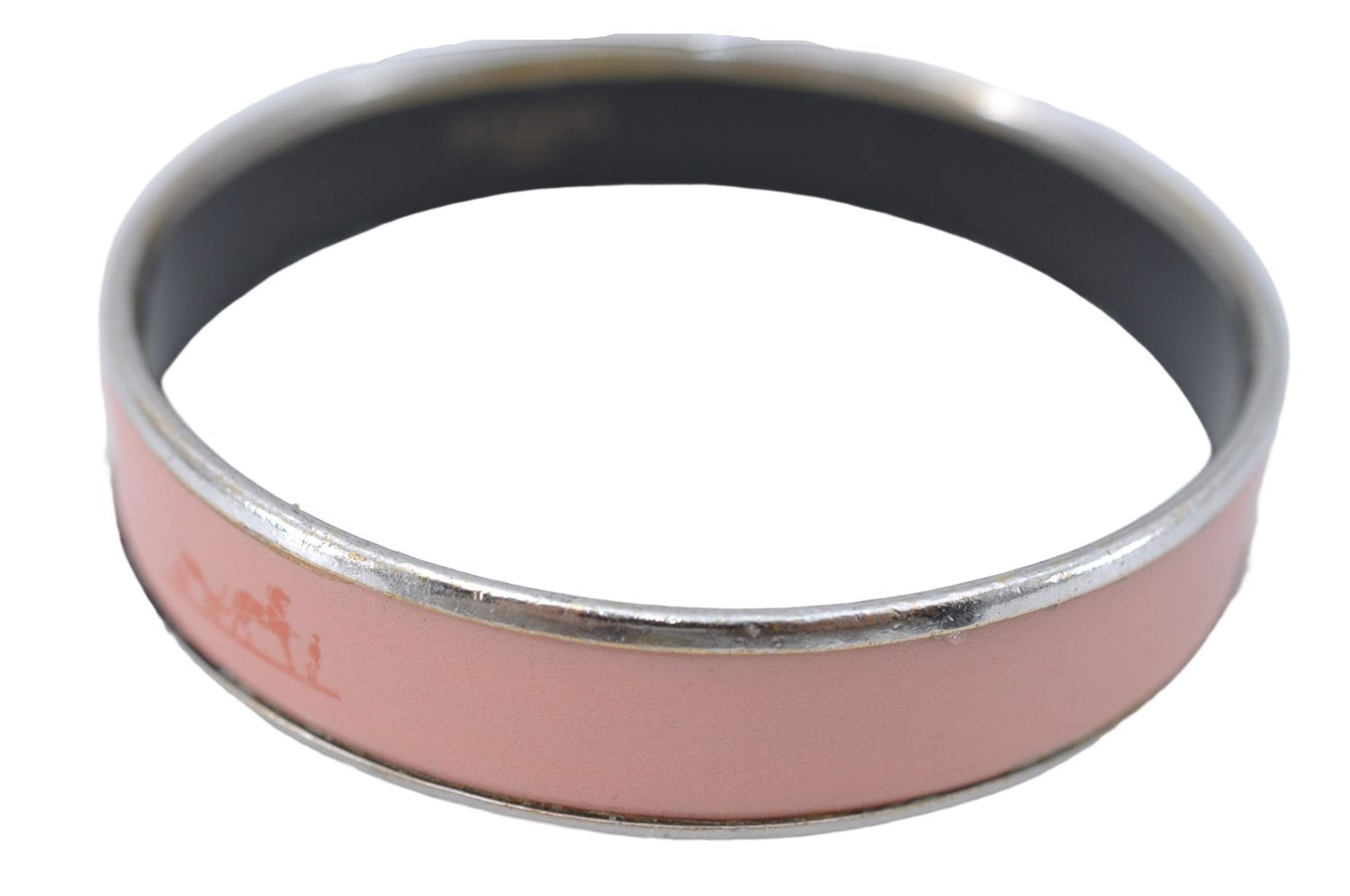 Authentic HERMES Email GM Bangle Moon and Star Motif Gold Light Pink  4146B