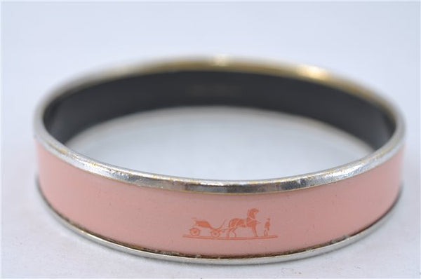 Authentic HERMES Email GM Bangle Moon and Star Motif Gold Light Pink  4146B