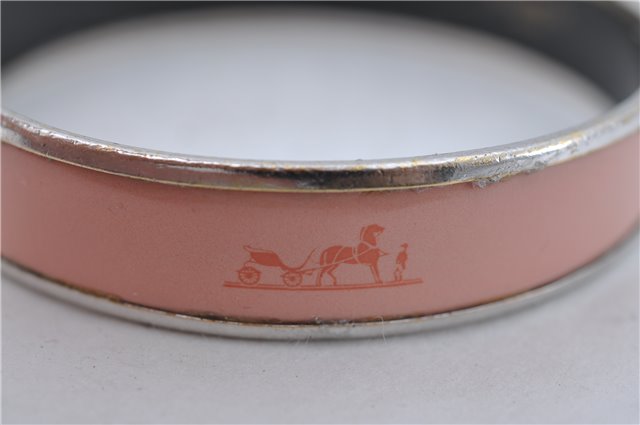 Authentic HERMES Email GM Bangle Moon and Star Motif Gold Light Pink  4146B