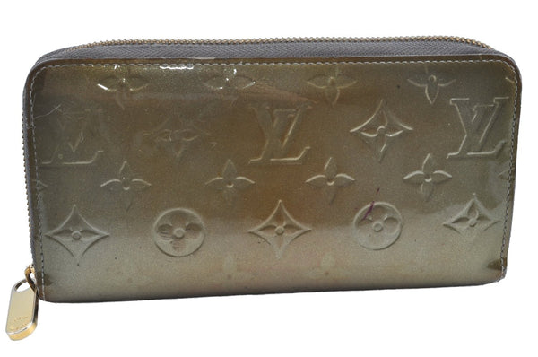 Authentic Louis Vuitton Vernis Zippy Wallet Long Purse M93723 Khaki Green 4146G