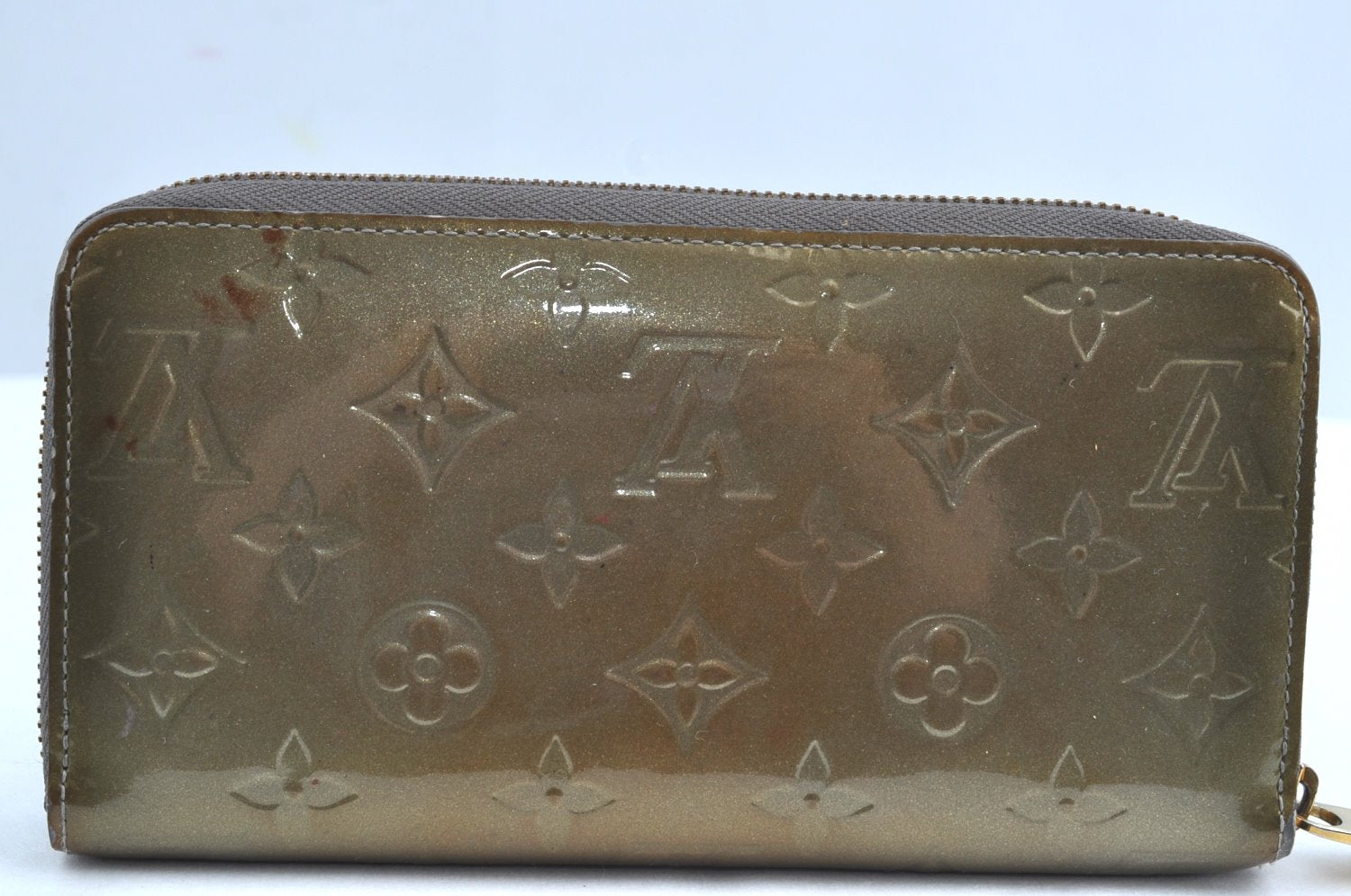 Authentic Louis Vuitton Vernis Zippy Wallet Long Purse M93723 Khaki Green 4146G