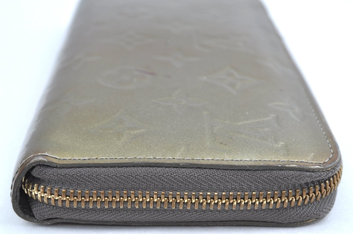 Authentic Louis Vuitton Vernis Zippy Wallet Long Purse M93723 Khaki Green 4146G