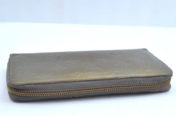 Authentic Louis Vuitton Vernis Zippy Wallet Long Purse M93723 Khaki Green 4146G