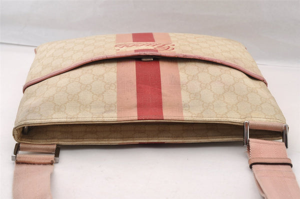 Authentic GUCCI Joy Line Shoulder Cross Bag GG PVC Leather 189816 White 4147I