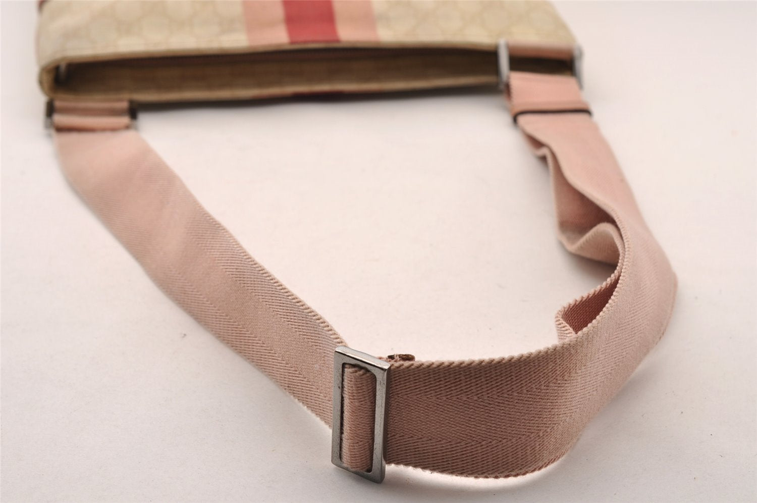 Authentic GUCCI Joy Line Shoulder Cross Bag GG PVC Leather 189816 White 4147I