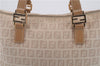 Authentic FENDI Zucchino Shoulder Tote Bag Canvas Leather Beige 4149D