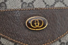 Authentic GUCCI Web Sherry Line Shoulder Tote Bag GG PVC Leather Brown 4150I