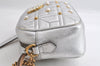 Authentic GUCCI GG Marmont Chain Shoulder Cross Bag Leather 447632 Silver 4151I