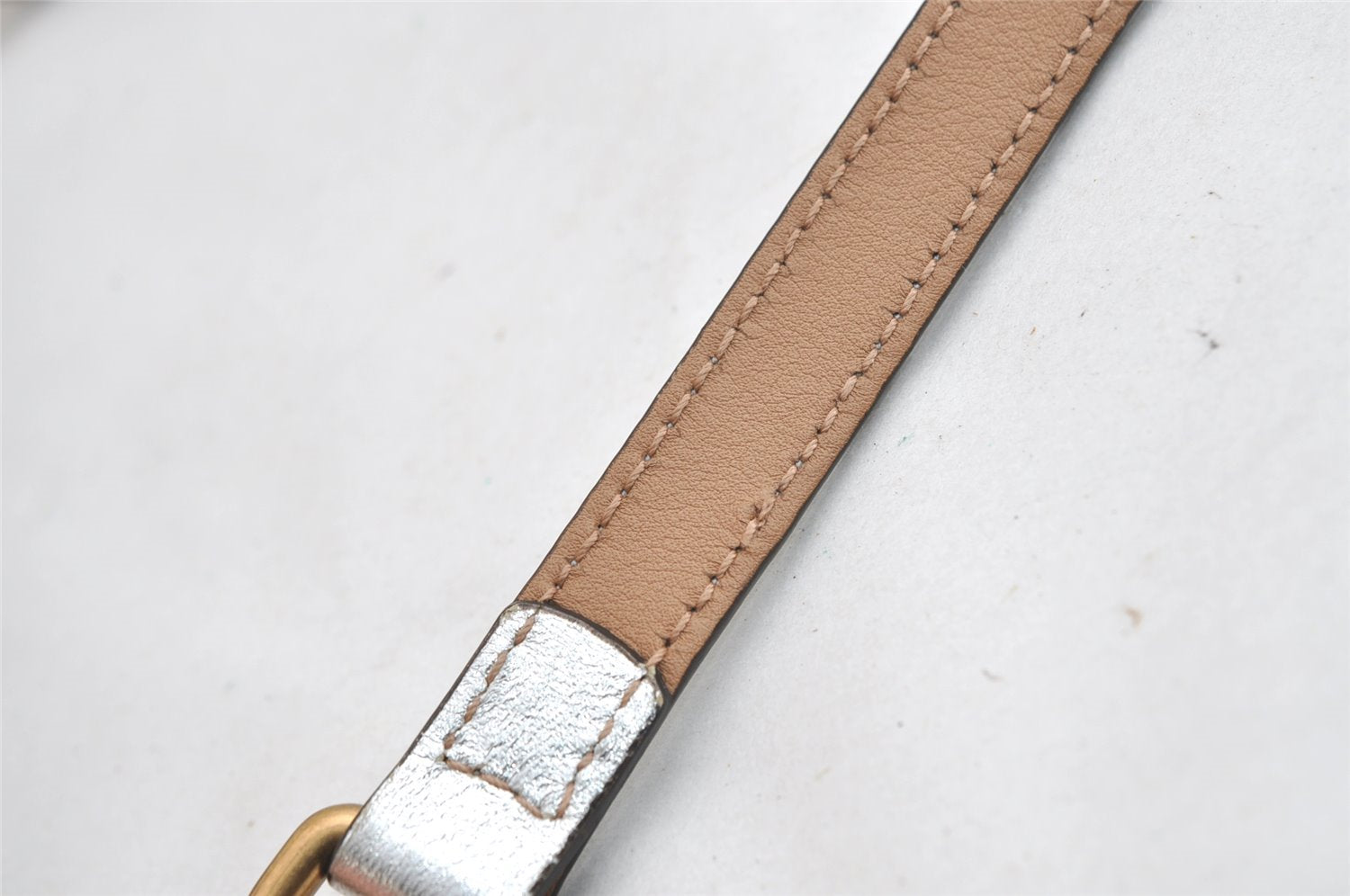 Authentic GUCCI GG Marmont Chain Shoulder Cross Bag Leather 447632 Silver 4151I