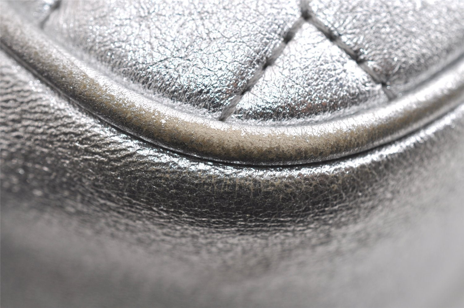 Authentic GUCCI GG Marmont Chain Shoulder Cross Bag Leather 447632 Silver 4151I