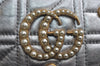 Authentic GUCCI GG Marmont Chain Shoulder Cross Bag Leather 447632 Silver 4151I