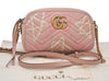Authentic GUCCI GG Marmont Ghost Shoulder Cross Bag Leather 447632 Pink 4152I