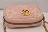 Authentic GUCCI GG Marmont Ghost Shoulder Cross Bag Leather 447632 Pink 4152I
