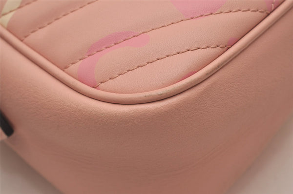 Authentic GUCCI GG Marmont Ghost Shoulder Cross Bag Leather 447632 Pink 4152I