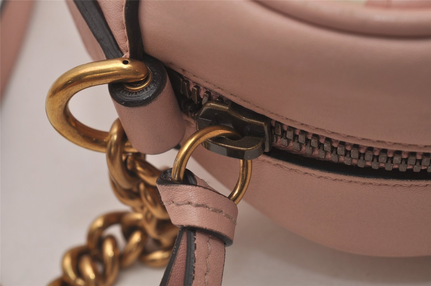 Authentic GUCCI GG Marmont Ghost Shoulder Cross Bag Leather 447632 Pink 4152I