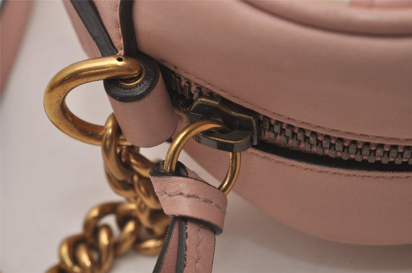 Authentic GUCCI GG Marmont Ghost Shoulder Cross Bag Leather 447632 Pink 4152I