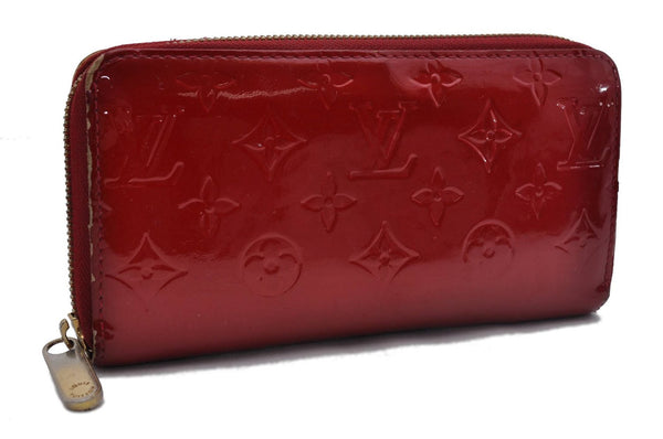 Authentic Louis Vuitton Vernis Zippy Wallet Long Purse Red M91981 LV 4153D