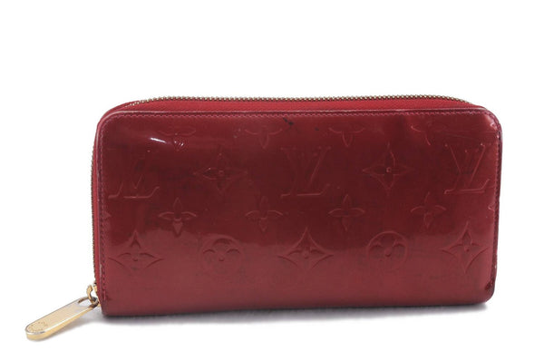 Authentic Louis Vuitton Vernis Zippy Wallet Long Purse Red M91981 LV 4155D