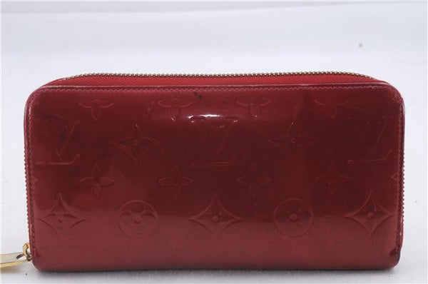 Authentic Louis Vuitton Vernis Zippy Wallet Long Purse Red M91981 LV 4155D