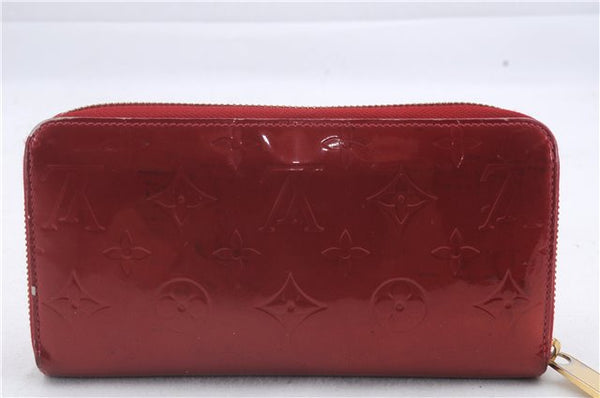 Authentic Louis Vuitton Vernis Zippy Wallet Long Purse Red M91981 LV 4155D