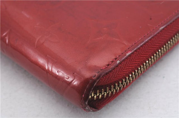 Authentic Louis Vuitton Vernis Zippy Wallet Long Purse Red M91981 LV 4155D