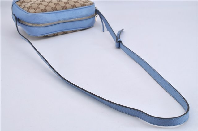 Authentic GUCCI Shoulder Cross Body Bag GG Canvas Leather 449413 Brown 4155F