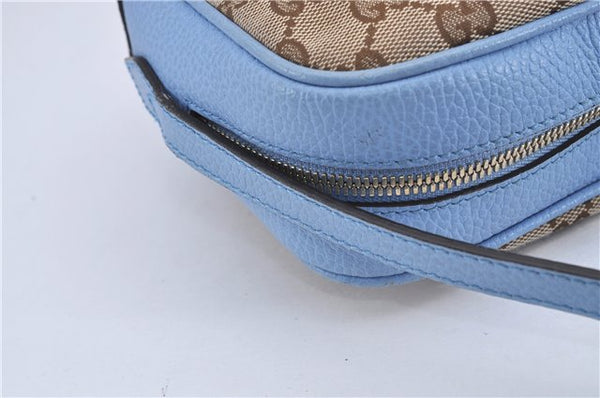 Authentic GUCCI Shoulder Cross Body Bag GG Canvas Leather 449413 Brown 4155F