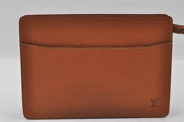 Authentic Louis Vuitton Epi Pochette Homme Clutch Hand Bag Brown M52528 LV 4157I