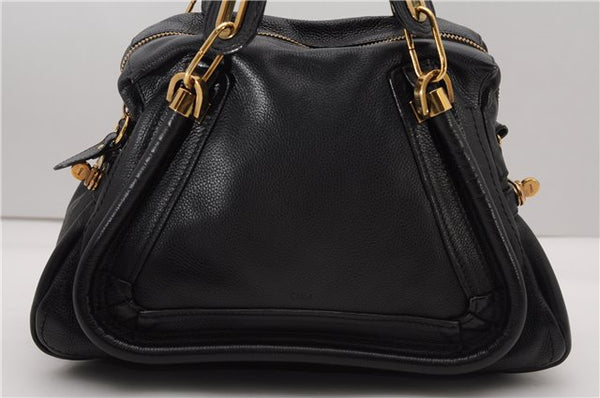 Authentic Chloe Paraty Medium 2Way Shoulder Hand Bag Purse Leather Black 4159F